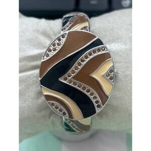 POV Brown Black And Silver Tone Women’s Cuff Watch